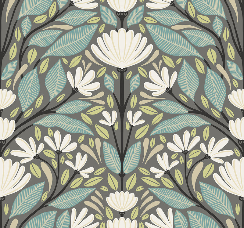 media image for Carmela Folk Floral Wallpaper in Spirit Grey 229