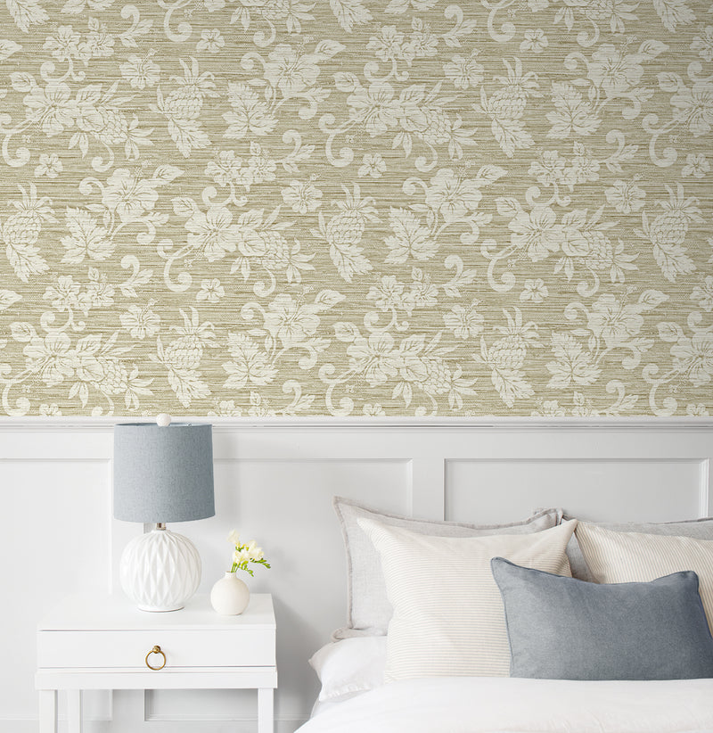 media image for Juno Island Floral Wallpaper in Saddle Tan 257