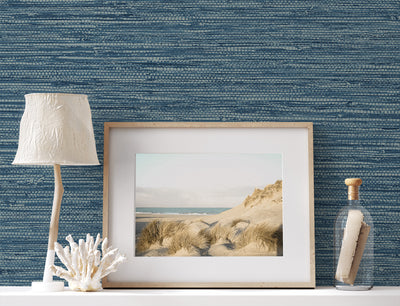 product image for Isla Faux Jute Wallpaper in Bay Blue 88