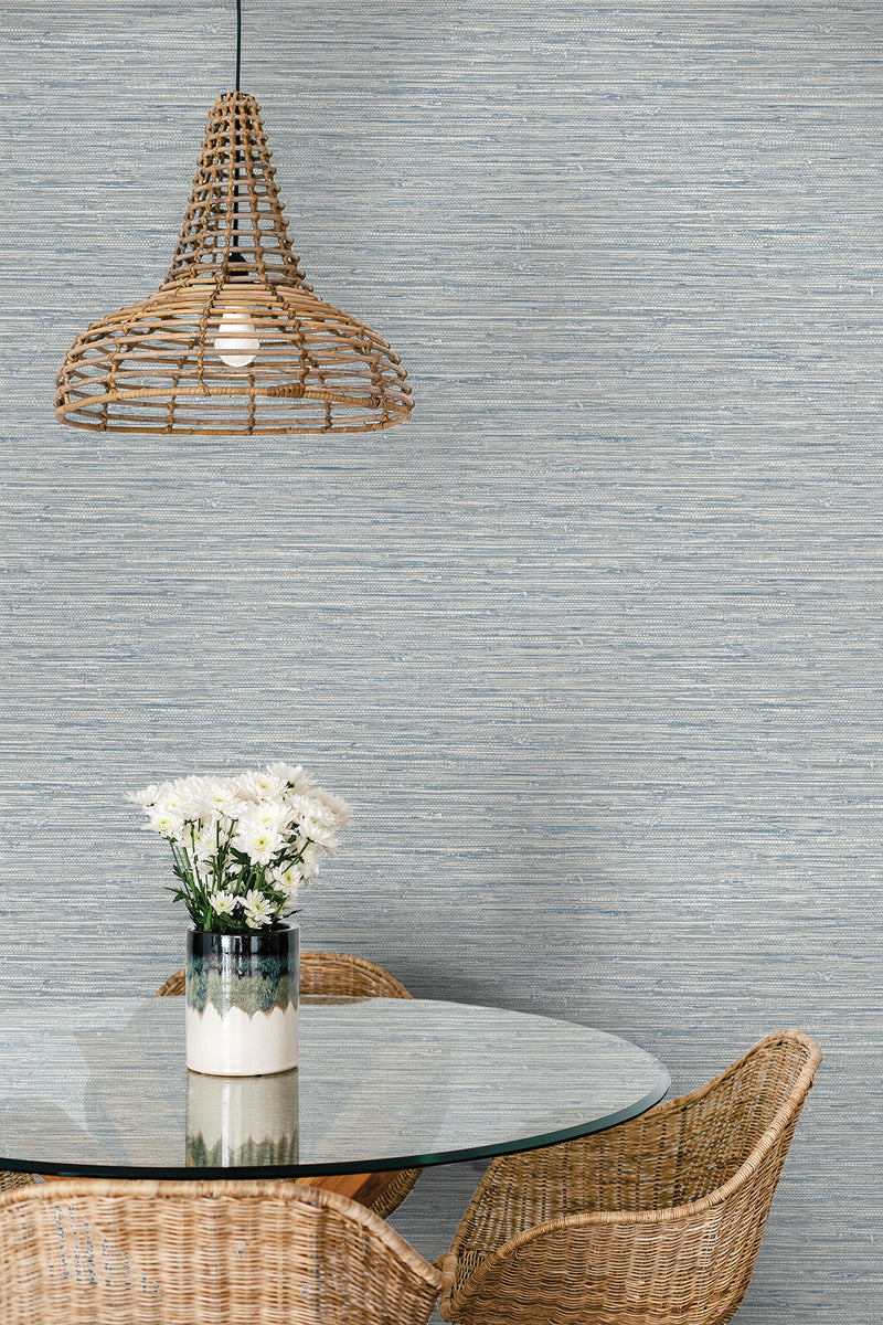 media image for Isla Faux Jute Wallpaper in Fantasy Blue 227