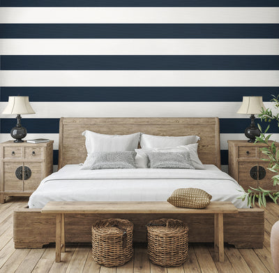 product image for Dylan Striped Stringcloth Wallpaper in Captain Blue 67