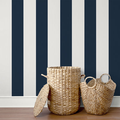 product image for Dylan Striped Stringcloth Wallpaper in Captain Blue 2