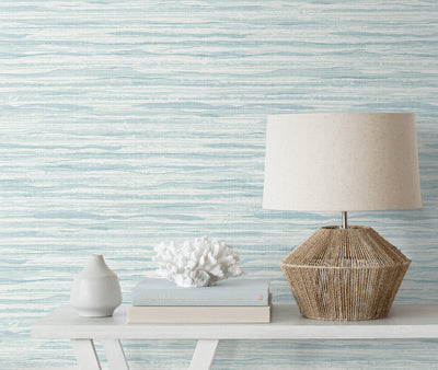 product image for Skye Wave Stringcloth Wallpaper in Pool Ripple 24