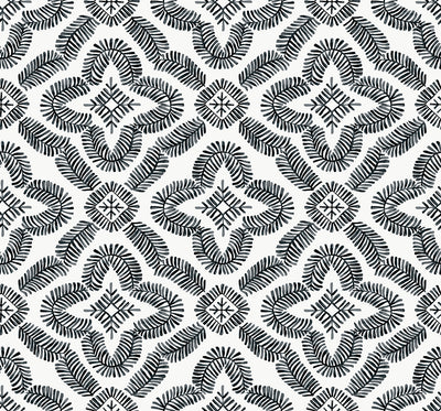 product image for Talia Botanical Medallion Wallpaper in Black and White 59