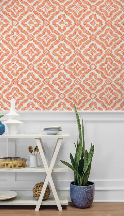 product image for Talia Botanical Medallion Wallpaper in Salmon 14