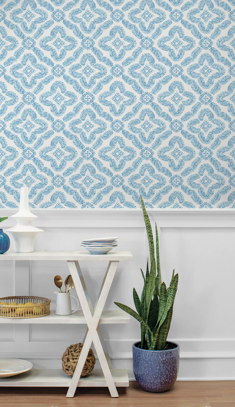 media image for Talia Botanical Medallion Wallpaper in Breezy Blue 238