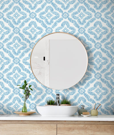 product image for Talia Botanical Medallion Wallpaper in Breezy Blue 43