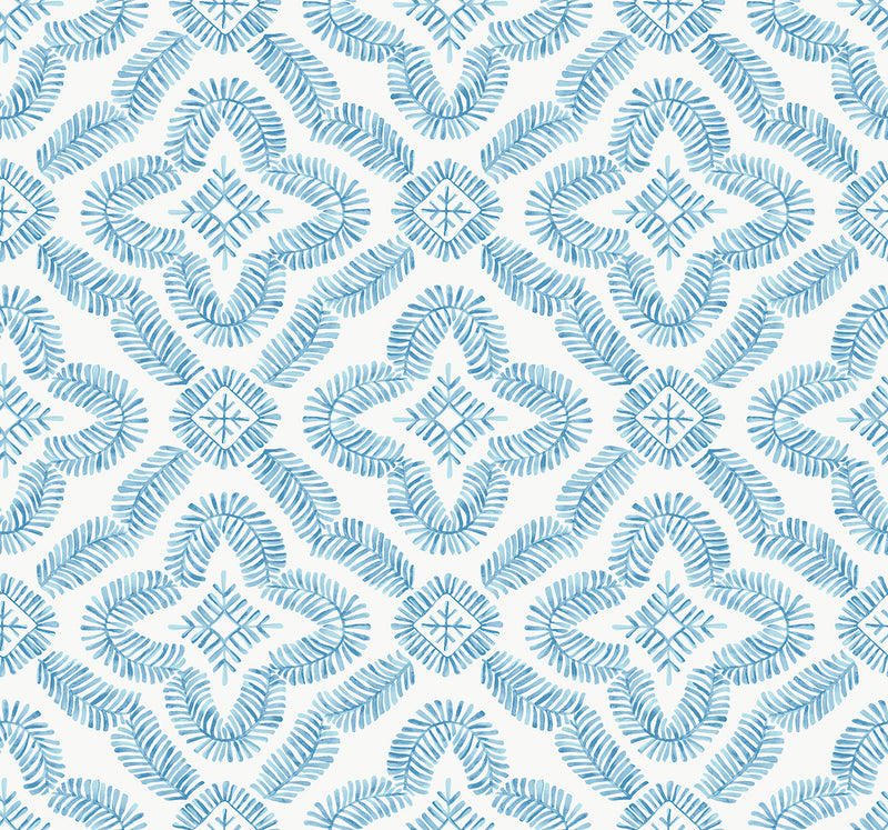 media image for Talia Botanical Medallion Wallpaper in Breezy Blue 246