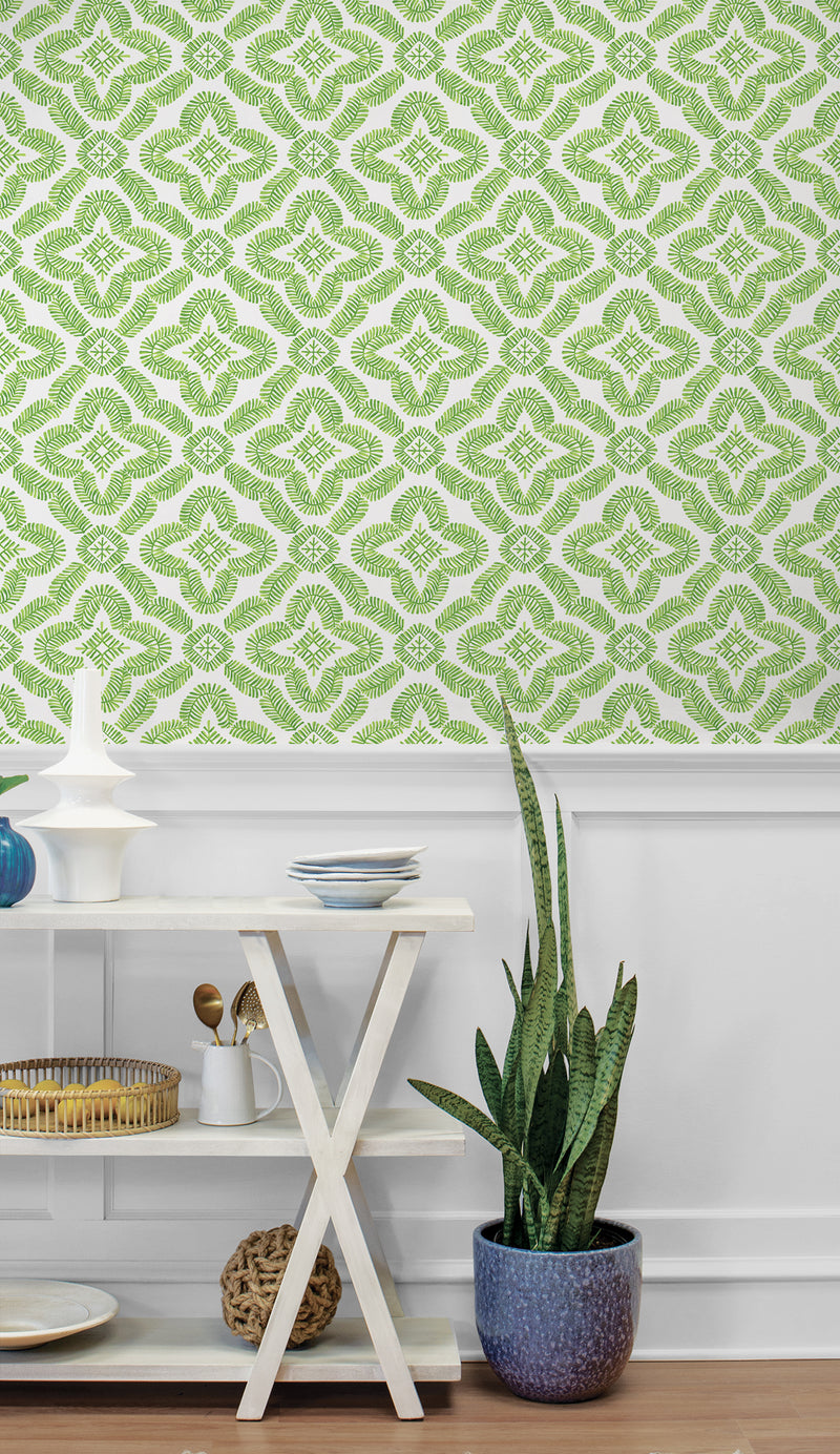 media image for Talia Botanical Medallion Wallpaper in Kiwi Green 294