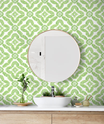 product image for Talia Botanical Medallion Wallpaper in Kiwi Green 67