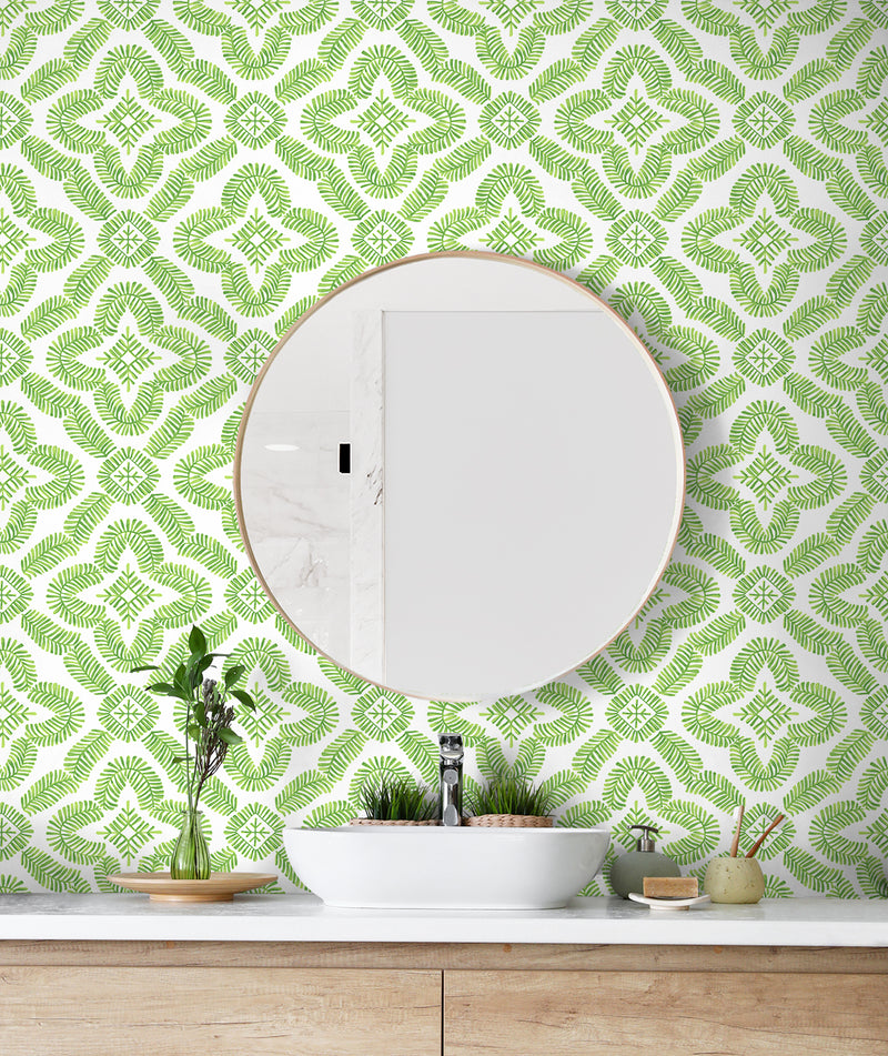 media image for Talia Botanical Medallion Wallpaper in Kiwi Green 233