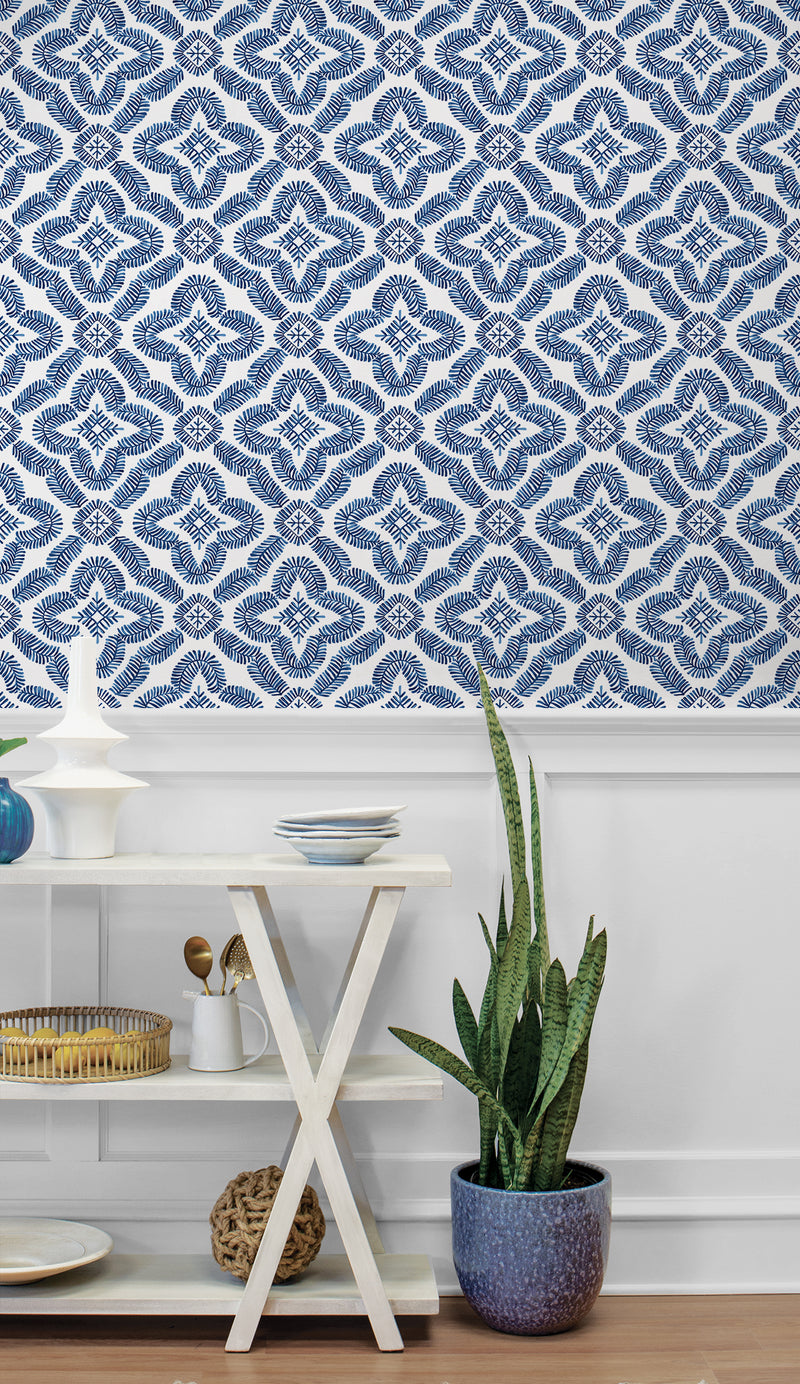 media image for Talia Botanical Medallion Wallpaper in Cottage Blue 235