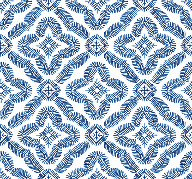 media image for Talia Botanical Medallion Wallpaper in Cottage Blue 227