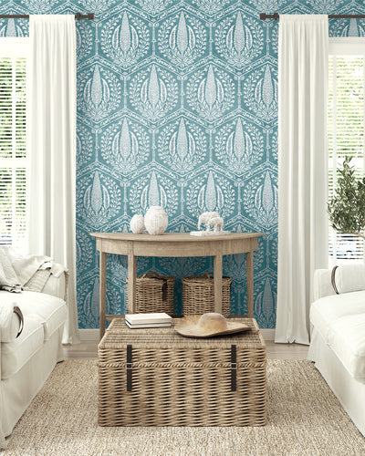 product image for Cyrus Harvest Wallpaper in Mediterranean Blue 78