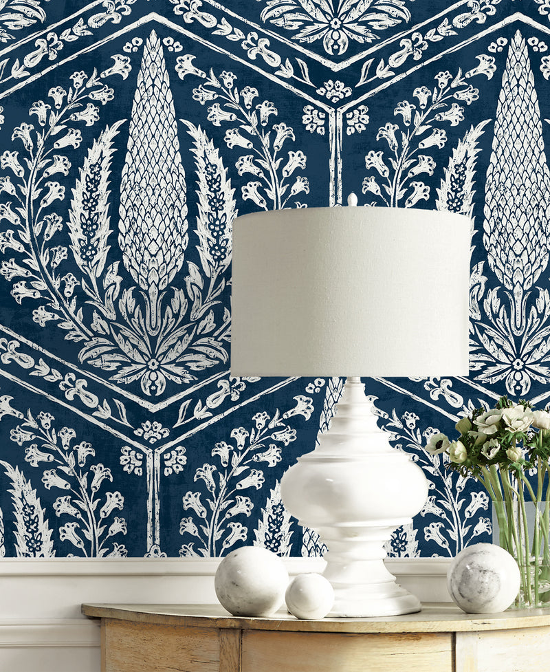 media image for Cyrus Harvest Wallpaper in Rich Navy 25