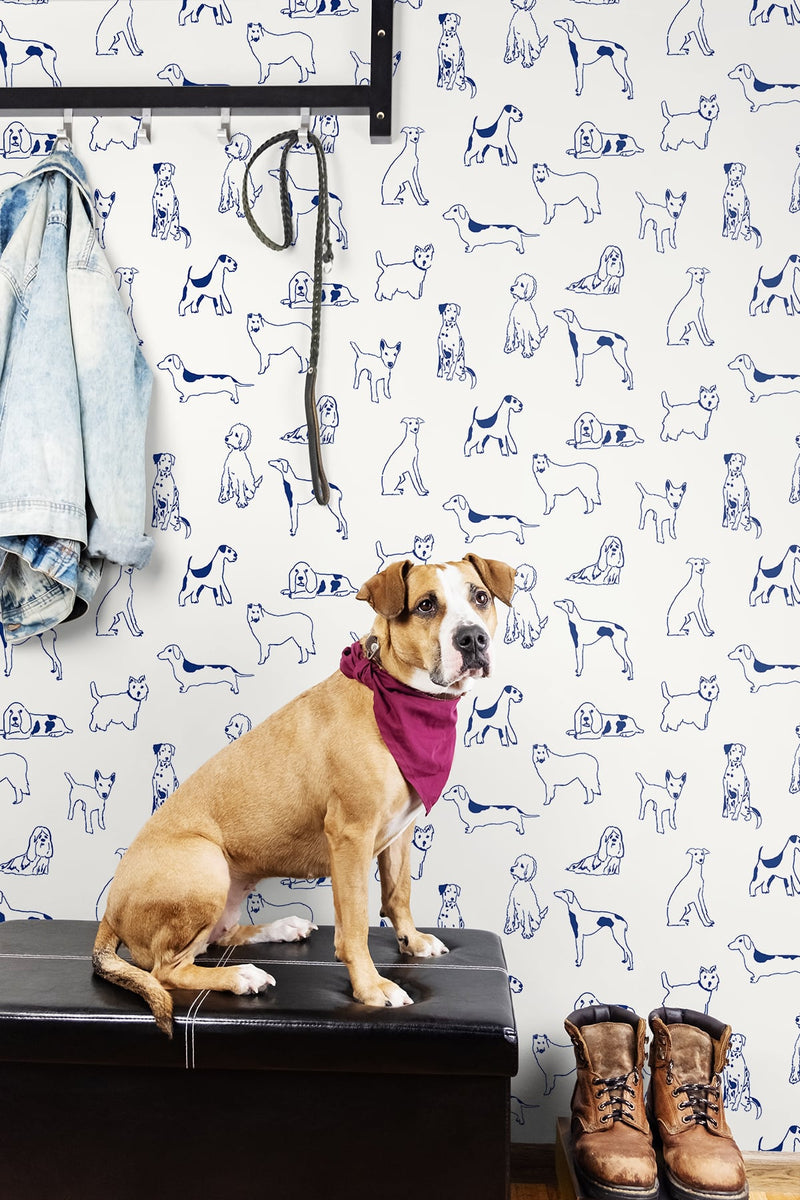 media image for Best in Show Peel-and-Stick Wallpaper in Indigo by Stacy Garcia for NextWall 247