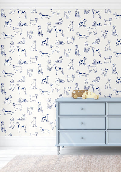 product image for Best in Show Peel-and-Stick Wallpaper in Indigo by Stacy Garcia for NextWall 34