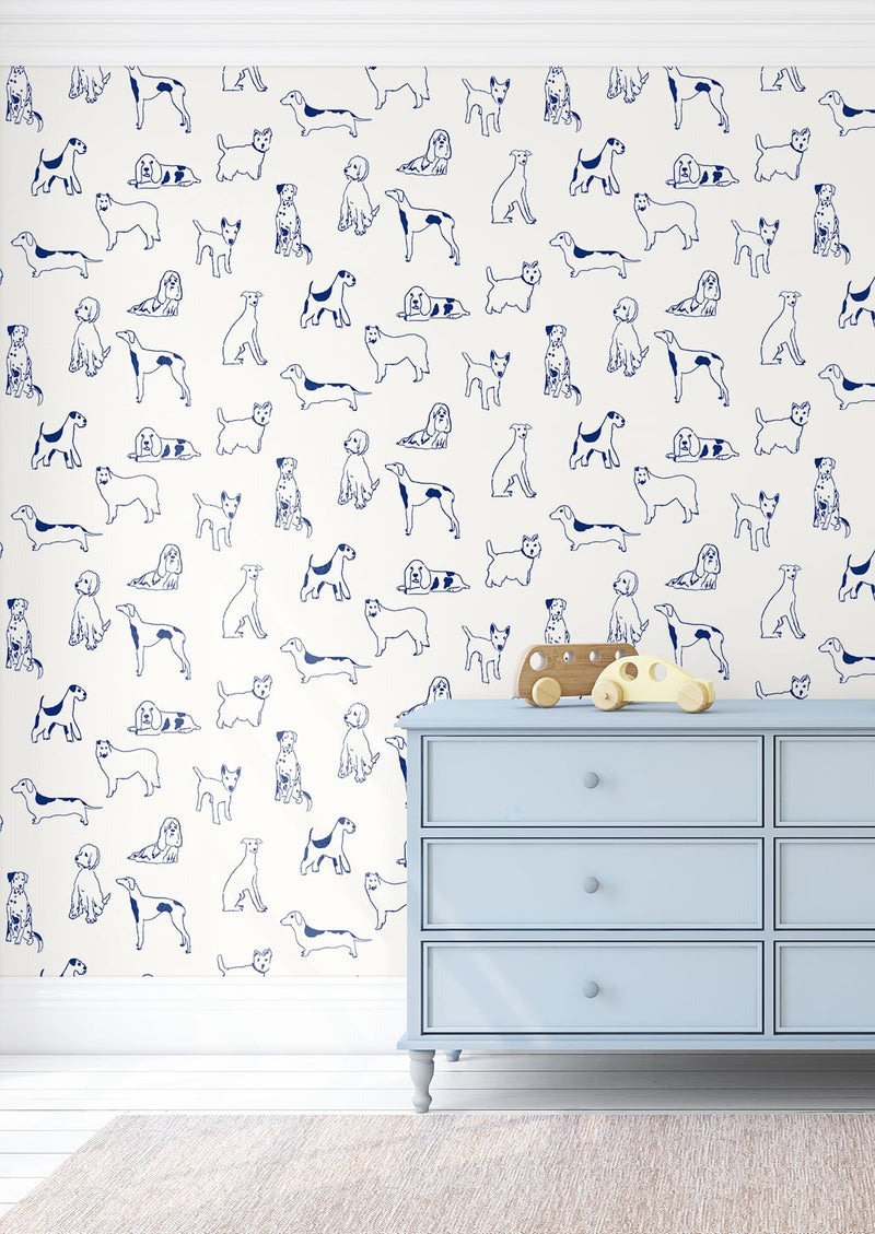 media image for Best in Show Peel-and-Stick Wallpaper in Indigo by Stacy Garcia for NextWall 220