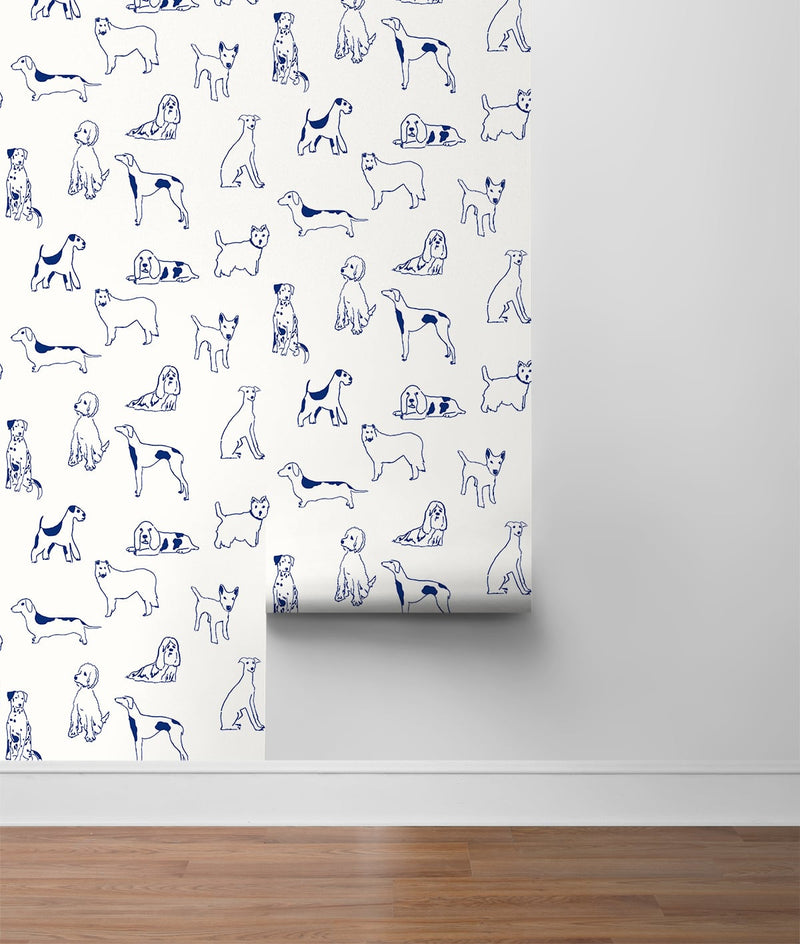 media image for Best in Show Peel-and-Stick Wallpaper in Indigo by Stacy Garcia for NextWall 239