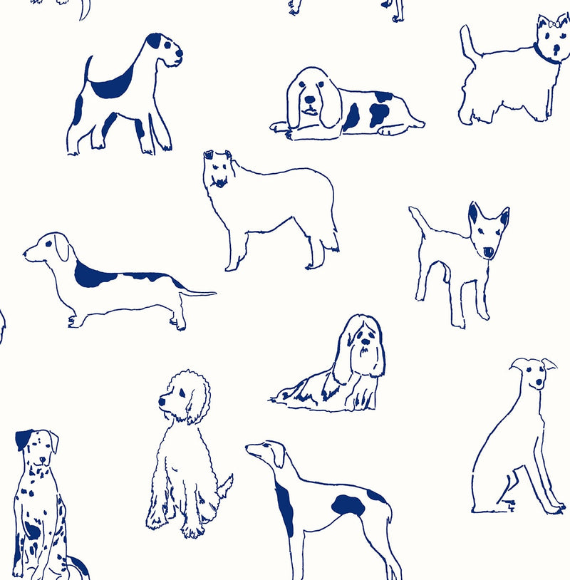 media image for Best in Show Peel-and-Stick Wallpaper in Indigo by Stacy Garcia for NextWall 281
