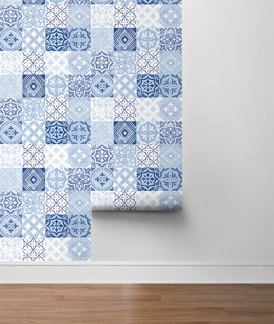 product image for Tilework Peel-and-Stick Wallpaper in Glacier Blue by Stacy Garcia for NextWall 81