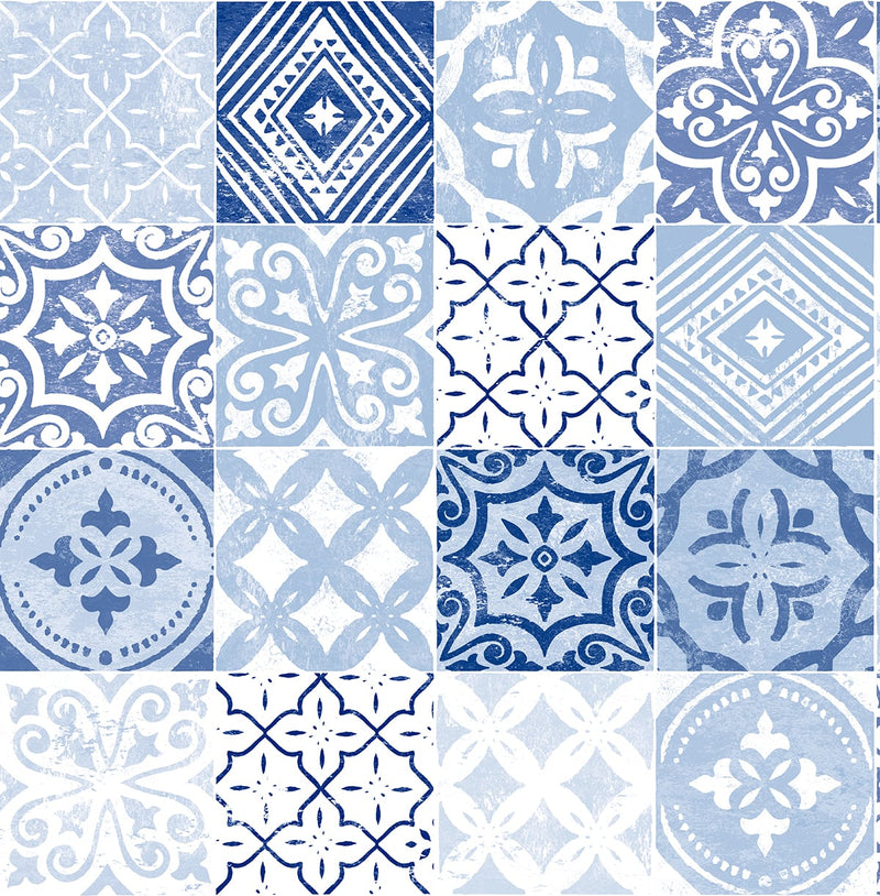 media image for Tilework Peel-and-Stick Wallpaper in Glacier Blue by Stacy Garcia for NextWall 253