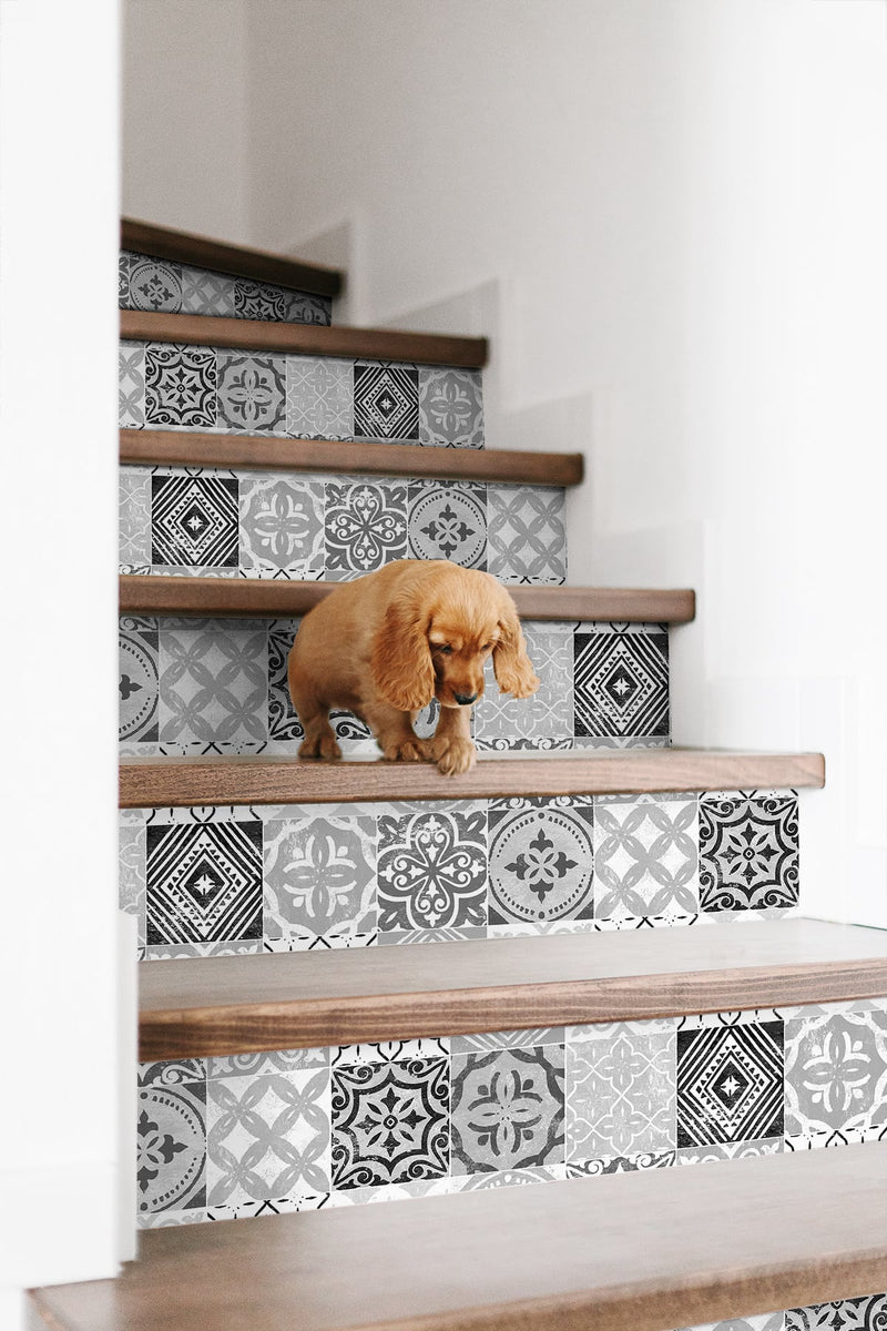 media image for Tilework Peel-and-Stick Wallpaper in Greystone by Stacy Garcia for NextWall 296