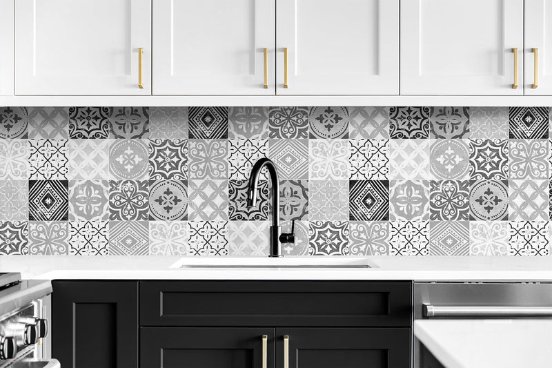 media image for Tilework Peel-and-Stick Wallpaper in Greystone by Stacy Garcia for NextWall 250