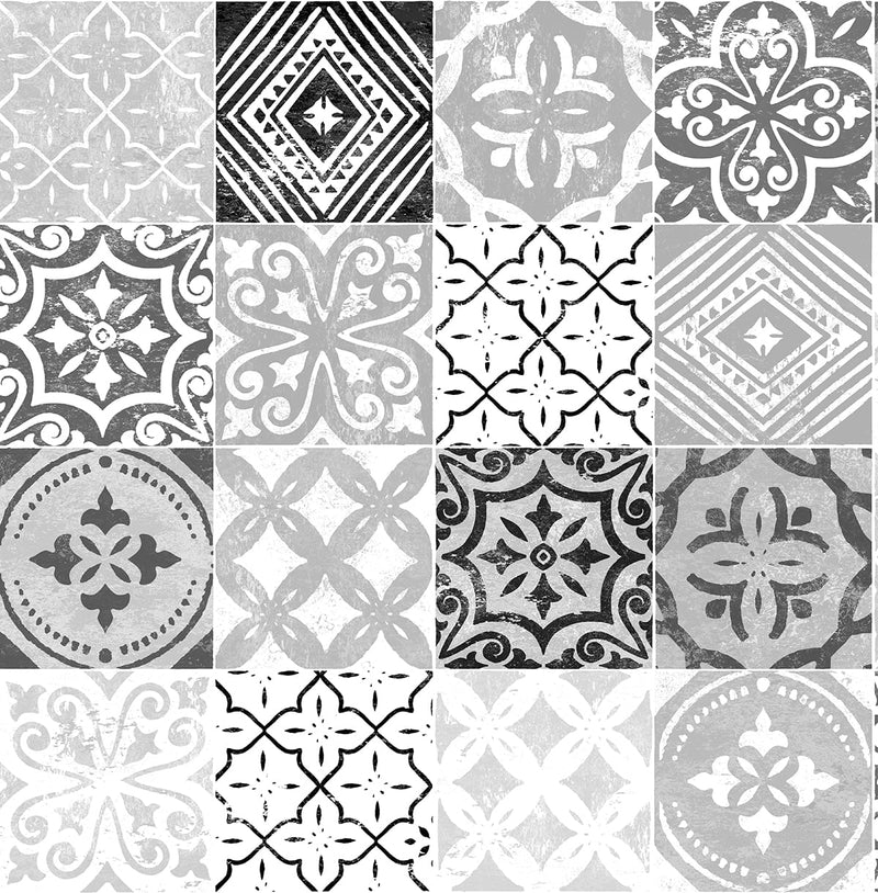 media image for Tilework Peel-and-Stick Wallpaper in Greystone by Stacy Garcia for NextWall 283