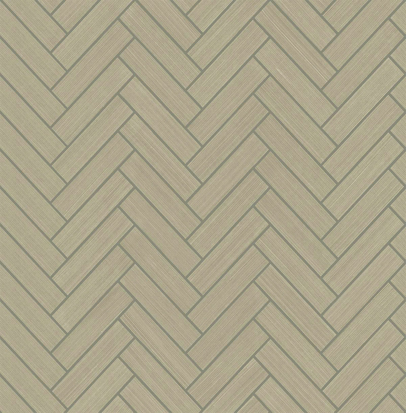 media image for Herringbone Inlay Peel & Stick Wallpaper in Khaki/Silver by Stacy Garcia 281