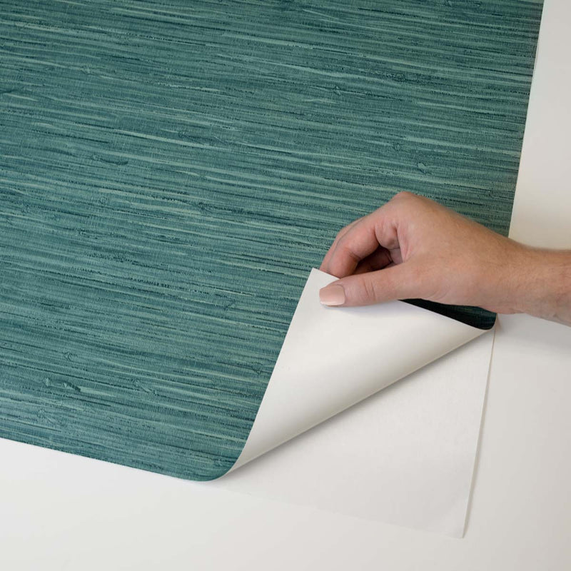 media image for Saybrook Faux Rushcloth Peel & Stick Wallpaper in Paradise Teal by Stacy Garcia 258