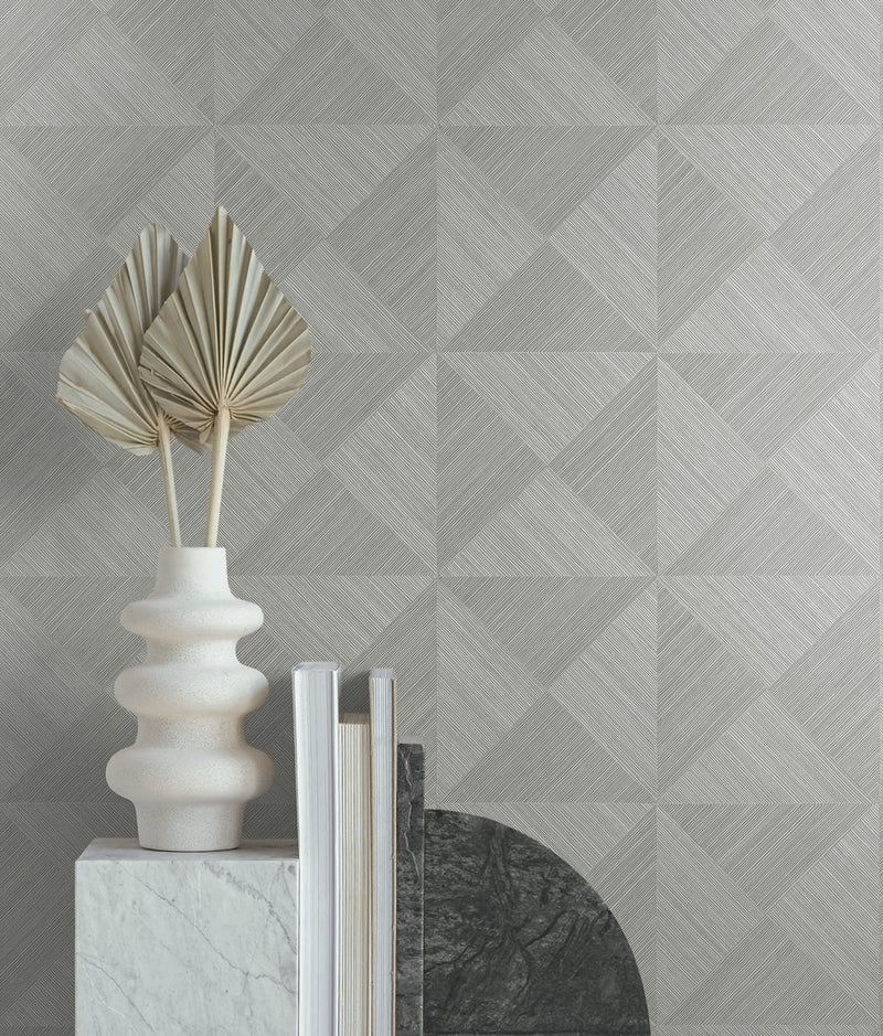 media image for Geo Inlay Peel & Stick Wallpaper in Lunar Grey by Stacy Garcia 251