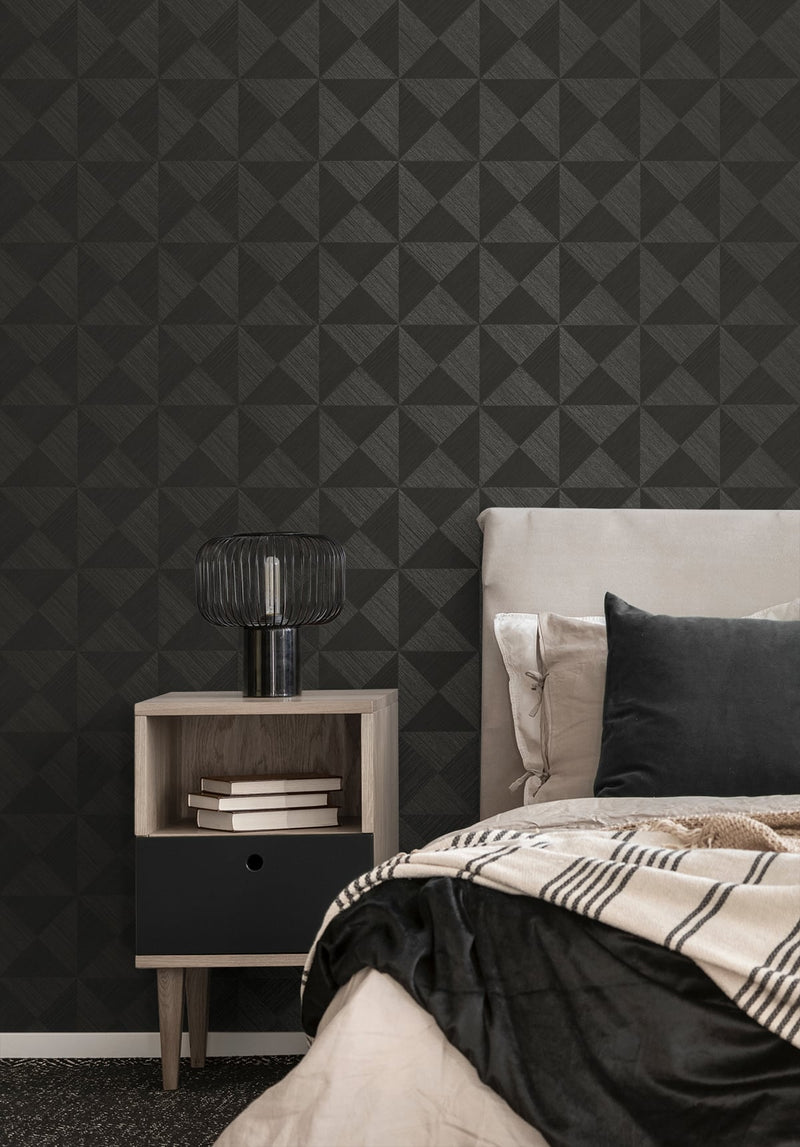 media image for Geo Inlay Peel & Stick Wallpaper in Charcoal by Stacy Garcia 265