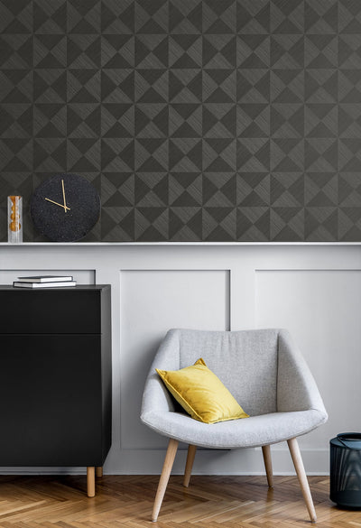 product image for Geo Inlay Peel & Stick Wallpaper in Charcoal by Stacy Garcia 34