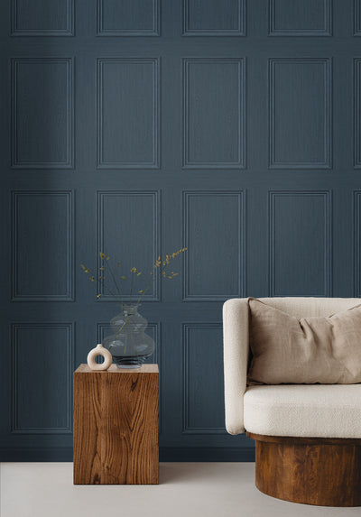 product image for Faux Wood Panel Peel & Stick Wallpaper in Denim Blue by Stacy Garcia 80