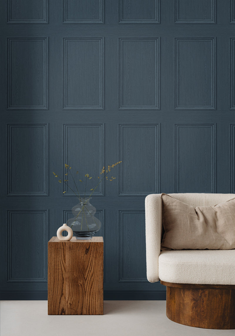 media image for Faux Wood Panel Peel & Stick Wallpaper in Denim Blue by Stacy Garcia 215