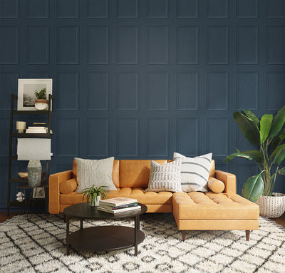 product image for Faux Wood Panel Peel & Stick Wallpaper in Denim Blue by Stacy Garcia 22