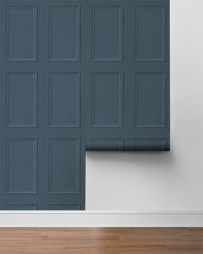 product image for Faux Wood Panel Peel & Stick Wallpaper in Denim Blue by Stacy Garcia 30