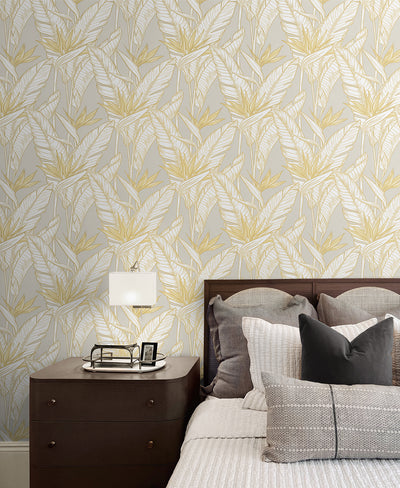 product image for Birds of Paradise Peel & Stick Wallpaper in Grey/Gold by Stacy Garcia 86