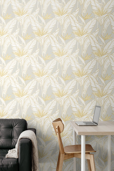 product image for Birds of Paradise Peel & Stick Wallpaper in Grey/Gold by Stacy Garcia 63