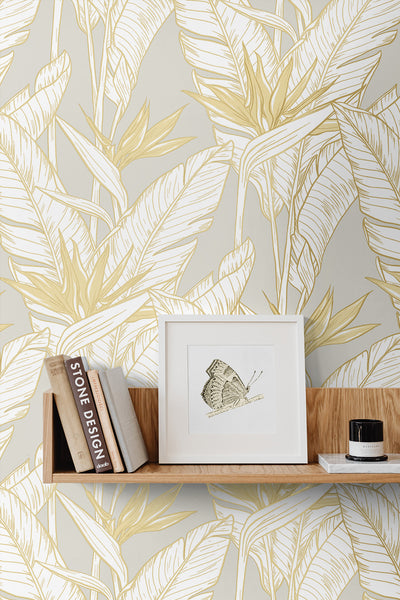 product image for Birds of Paradise Peel & Stick Wallpaper in Grey/Gold by Stacy Garcia 59