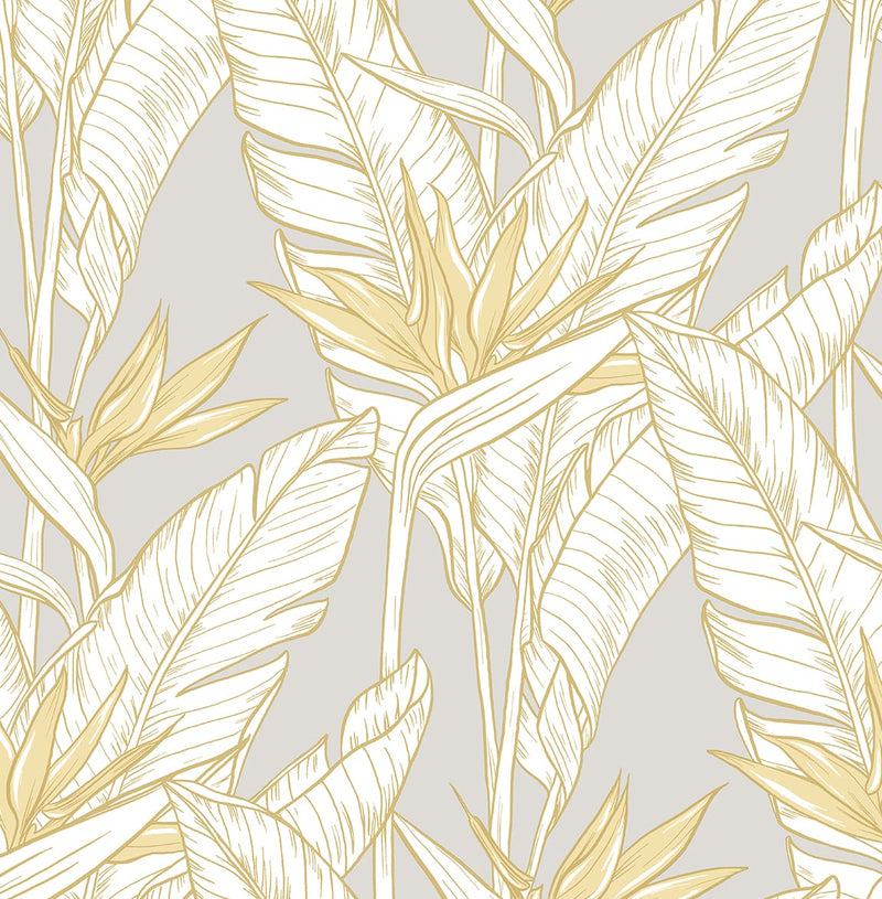 media image for Birds of Paradise Peel & Stick Wallpaper in Grey/Gold by Stacy Garcia 22