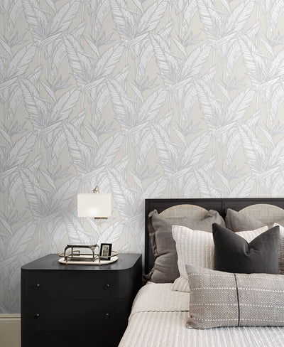 product image for Birds of Paradise Peel & Stick Wallpaper in Pearl Grey/Silver by Stacy Garcia 18