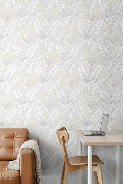 product image for Birds of Paradise Peel & Stick Wallpaper in Pearl Grey/Silver by Stacy Garcia 59