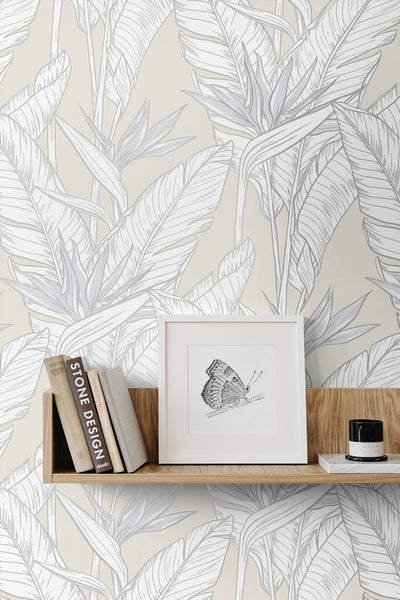 product image for Birds of Paradise Peel & Stick Wallpaper in Pearl Grey/Silver by Stacy Garcia 99