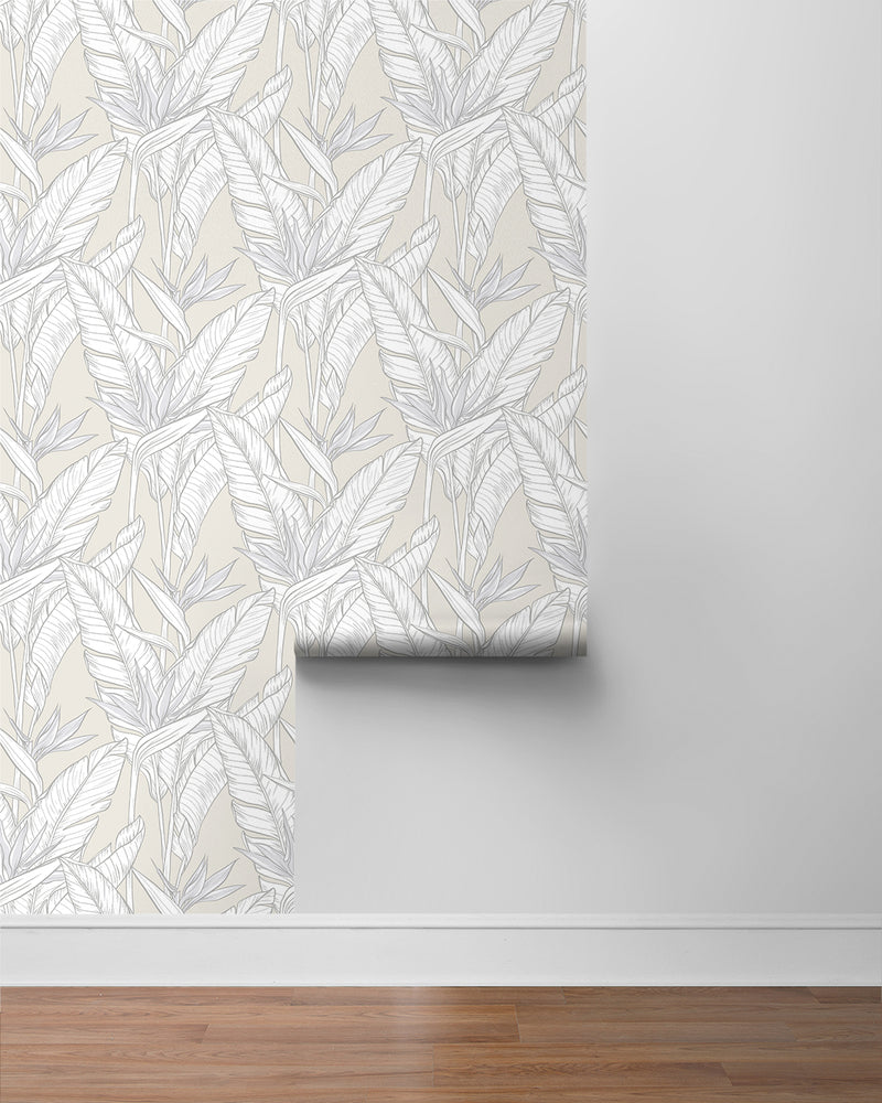 media image for Birds of Paradise Peel & Stick Wallpaper in Pearl Grey/Silver by Stacy Garcia 22