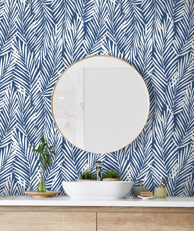 product image for Mod Palm Peel & Stick Wallpaper in Coastal Blue 21