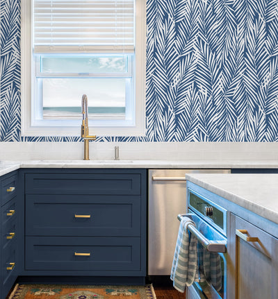 product image for Mod Palm Peel & Stick Wallpaper in Coastal Blue 74