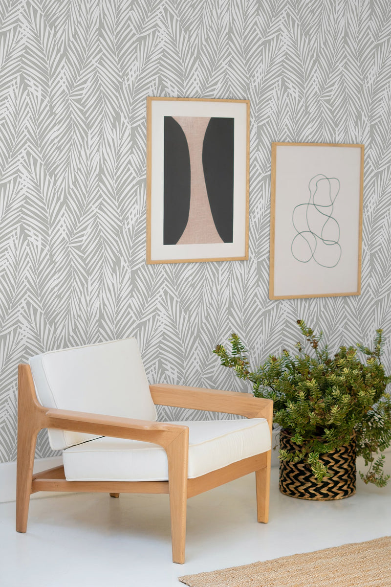 media image for Mod Palm Peel & Stick Wallpaper in Harbor Grey 235