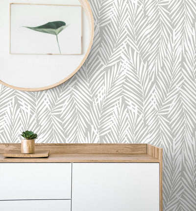 product image for Mod Palm Peel & Stick Wallpaper in Harbor Grey 11